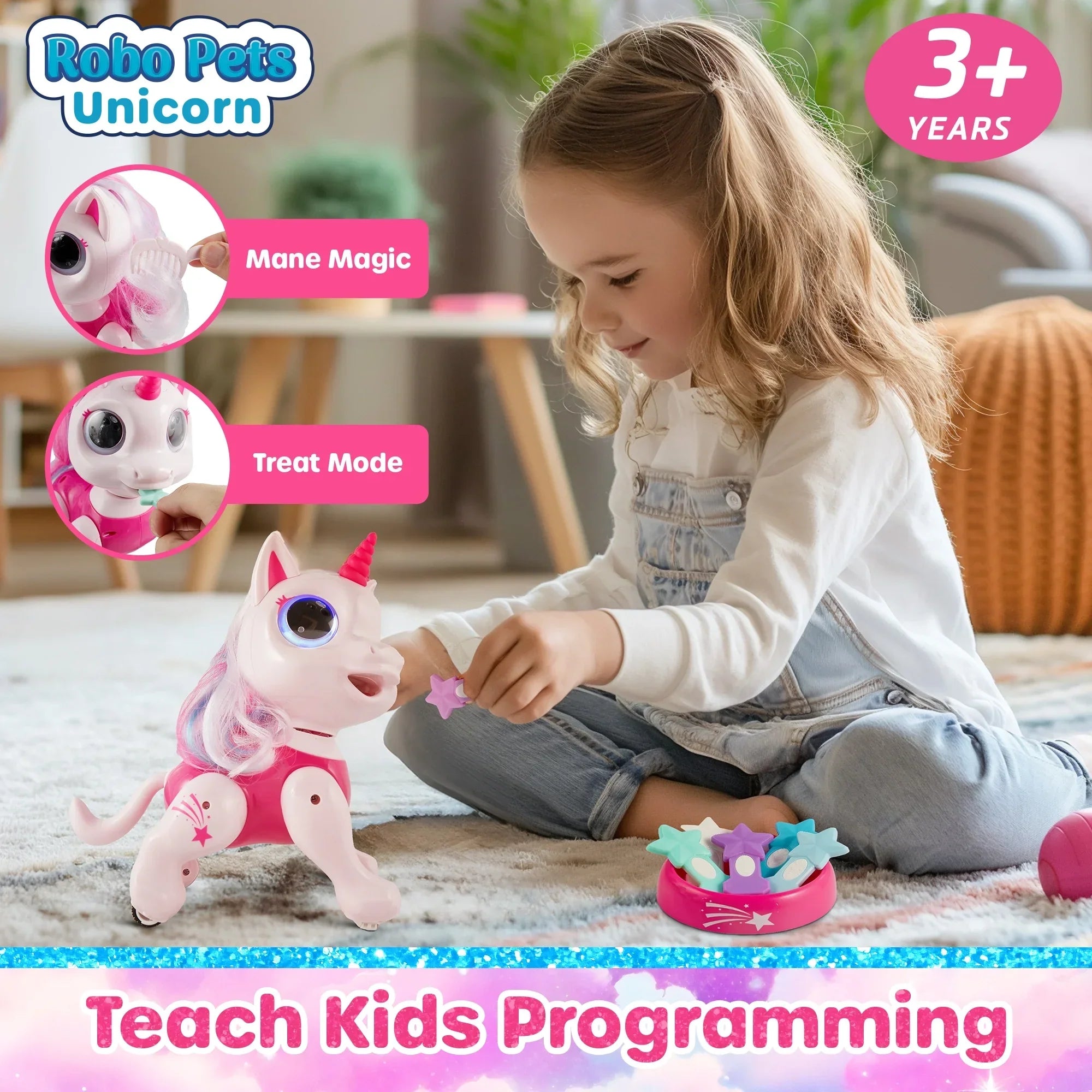 Unicorn RC Robo Pets - Interactive STEM Toy for Kids Pink by USA Toyz  5