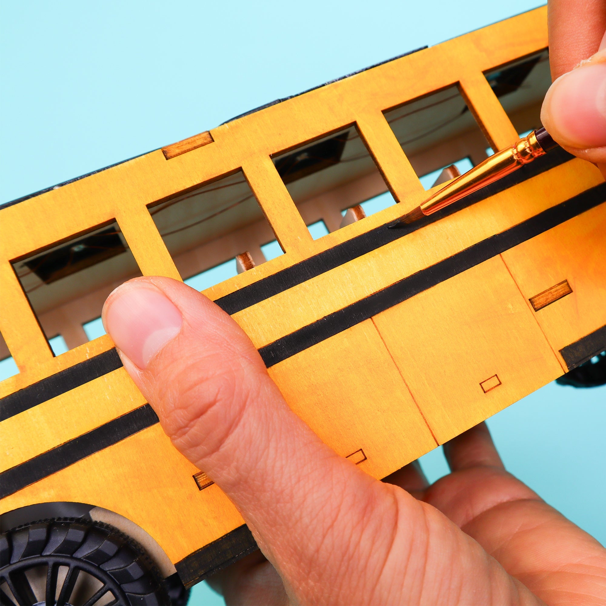 Dual Power School Bus STEM Kit – Build, Paint & Personalize | Battery + Solar Powered 9