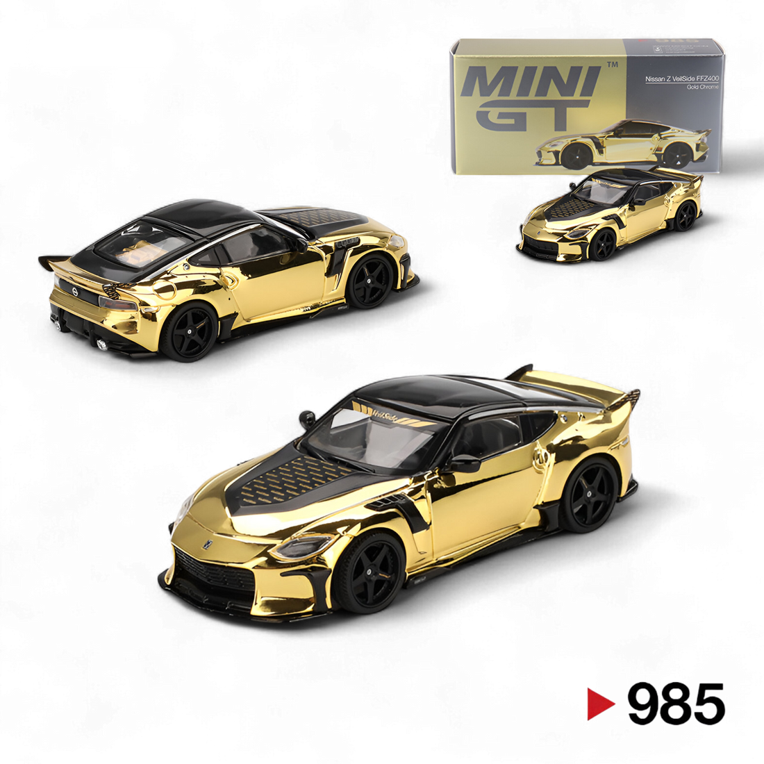 Nissan Z VeilSide FZ400 Gold Chrome LHD 1:64 by Mini-GT 