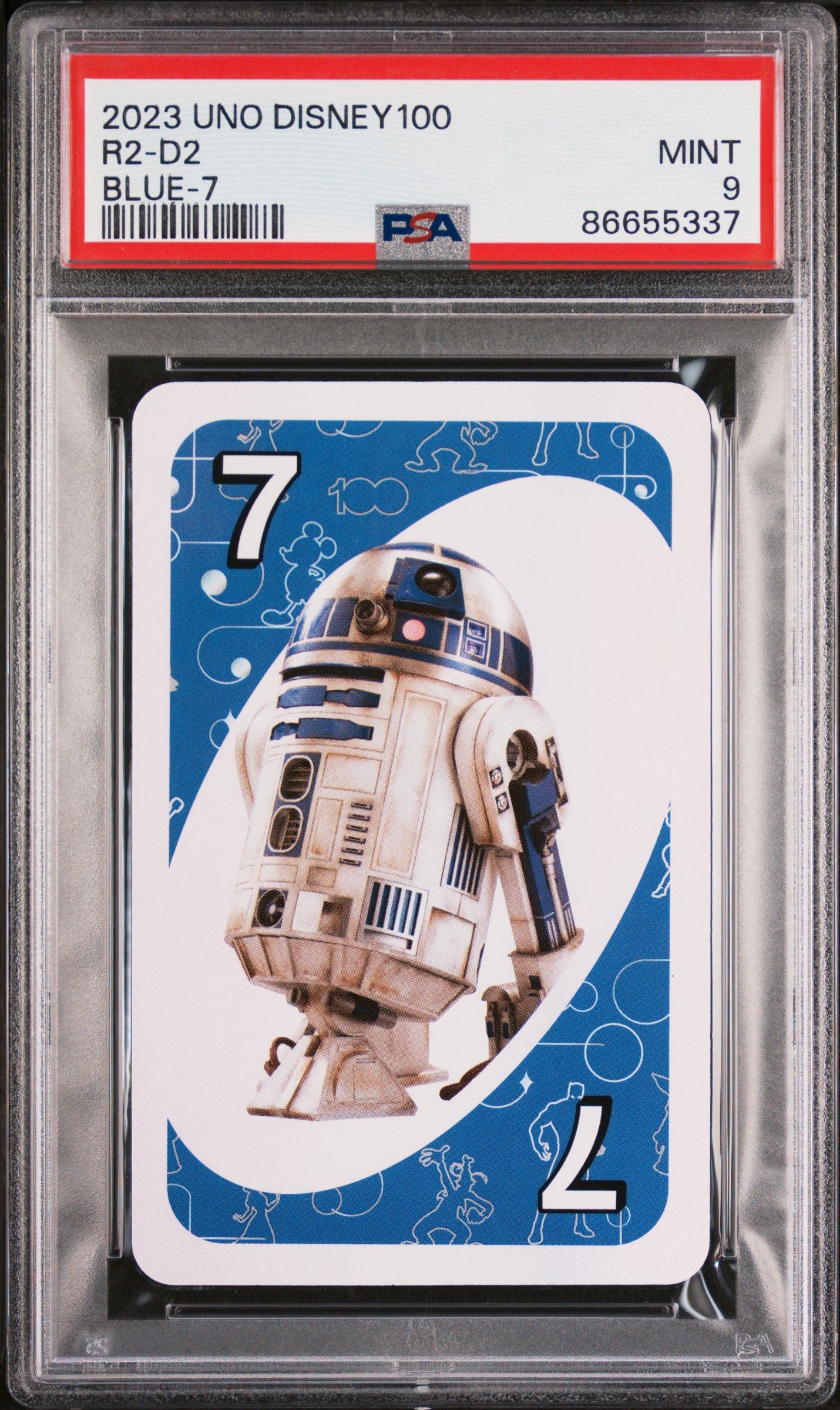 2023 UNO DISNEY 100 R2 D2 BLUE 7 PSA 9