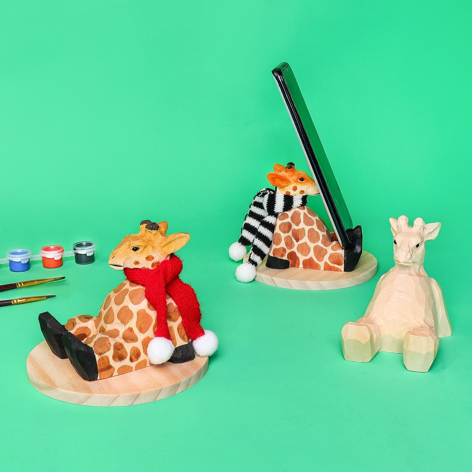 Paint Your Own Wood Carved Giraffe DIY Painting Kit