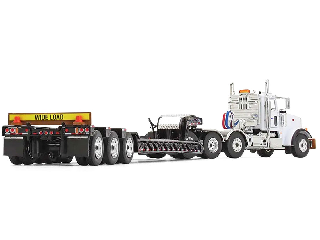 Peterbilt 367 Day Cab White "Komatsu" and Talbert 55SA Tri-Axle Lowboy Trailer Black 1/50 Diecast Model by First Gear-2