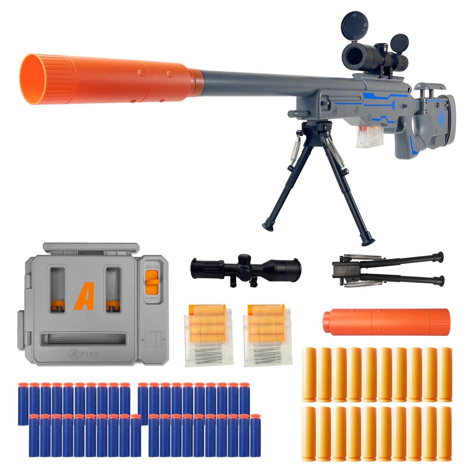 Toy Gun - AWM Toy Set, Foam Bullets, Safe and Non-Hazardous