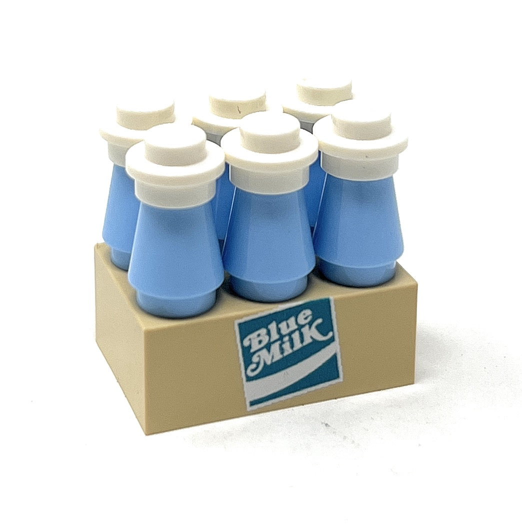 Blue Milk 6-Pack for minifigs, made from LEGO bricks - B3 Customs