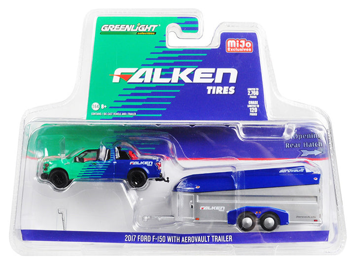 2017 Ford F-150 Pickup Truck and Aerovault Trailer "Falken Tires" Limited Edition to 2760 pieces Worldwide 1/64 Diecast Model Car by Greenlight-0