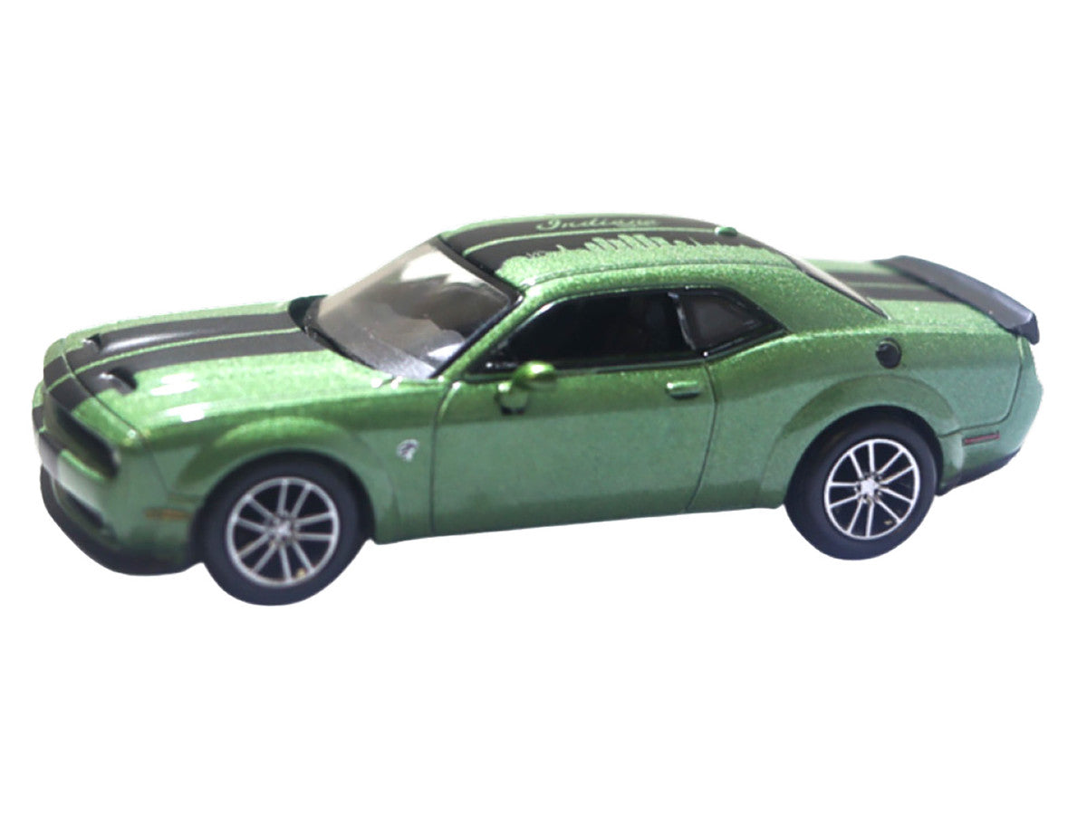 Dodge Challenger 2020 SRT Hellcat Widebody F8 Green Metallic with Black Indiana Stripes "2025 Greenlight Waltersons Collector's Expo Exclusive" 1/64 Diecast Model Car by Greenlight