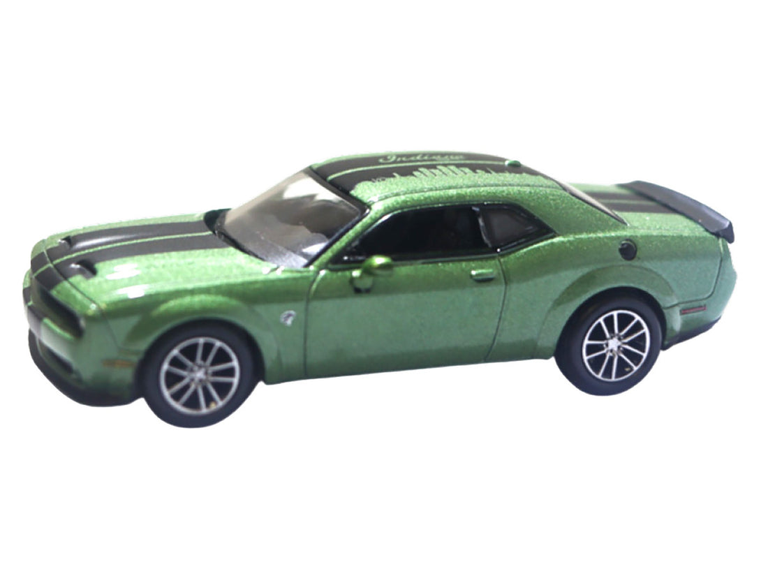 Dodge Challenger 2020 SRT Hellcat Widebody F8 Green Metallic with Black Indiana Stripes "2025 Greenlight Waltersons Collector's Expo Exclusive" 1/64 Diecast Model Car by Greenlight