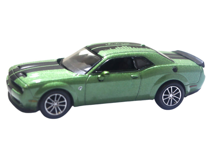 Dodge Challenger 2020 SRT Hellcat Widebody F8 Green Metallic with Black Indiana Stripes "2025 Greenlight Waltersons Collector's Expo Exclusive" 1/64 Diecast Model Car by Greenlight