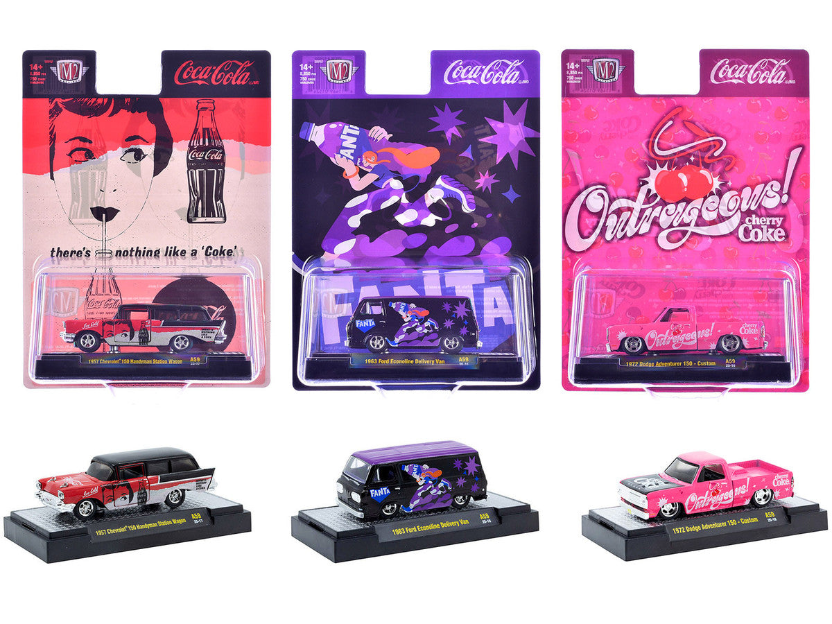 "Sodas" Set of 3 pieces Release 59 Limited Edition to 9600 pieces Worldwide 1/64 Diecast Model Cars by M2 Machines 3