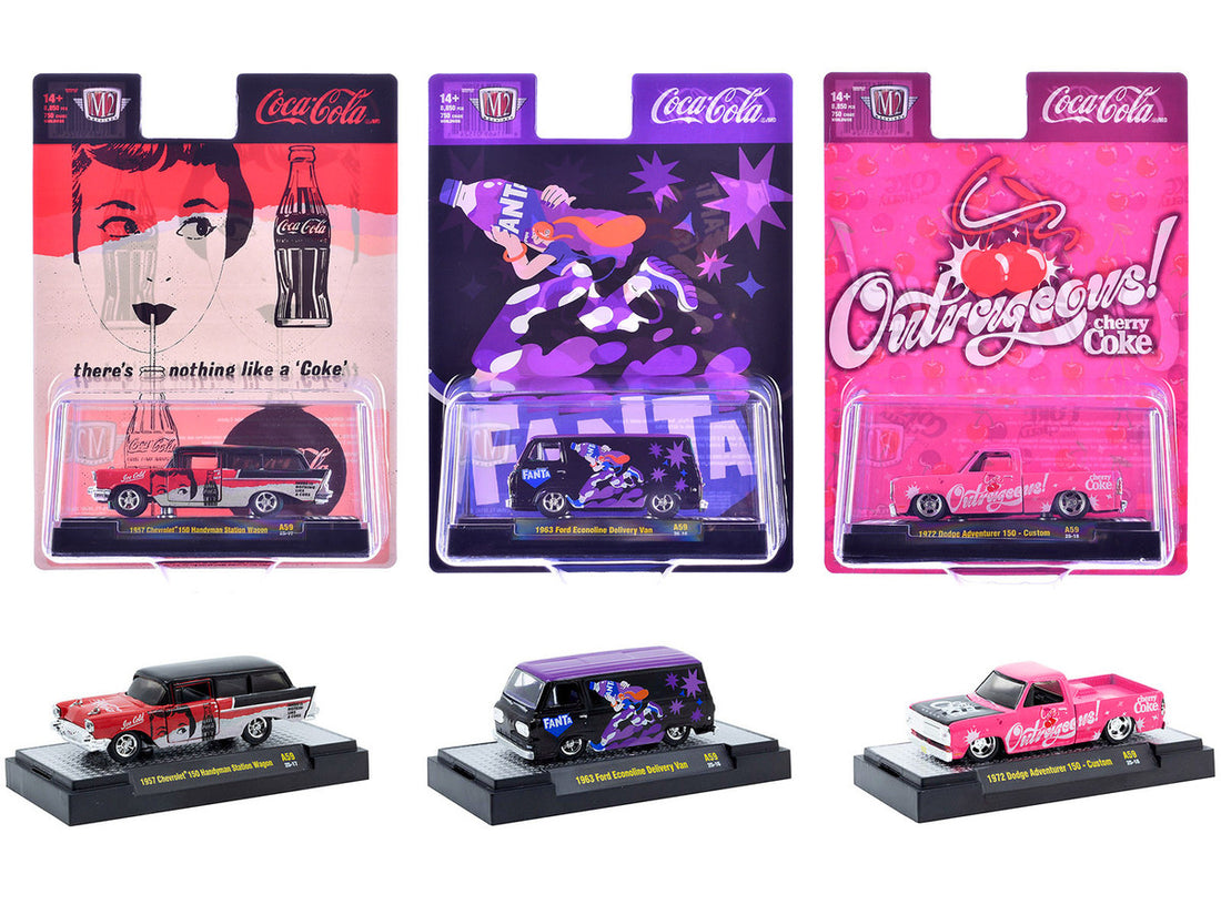 "Sodas" Set of 3 pieces Release 59 Limited Edition to 9600 pieces Worldwide 1/64 Diecast Model Cars by M2 Machines 3