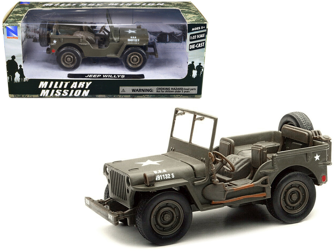 Jeep Willys U.S.A. Army Green 1/32 Diecast Model Car by New Ray-0