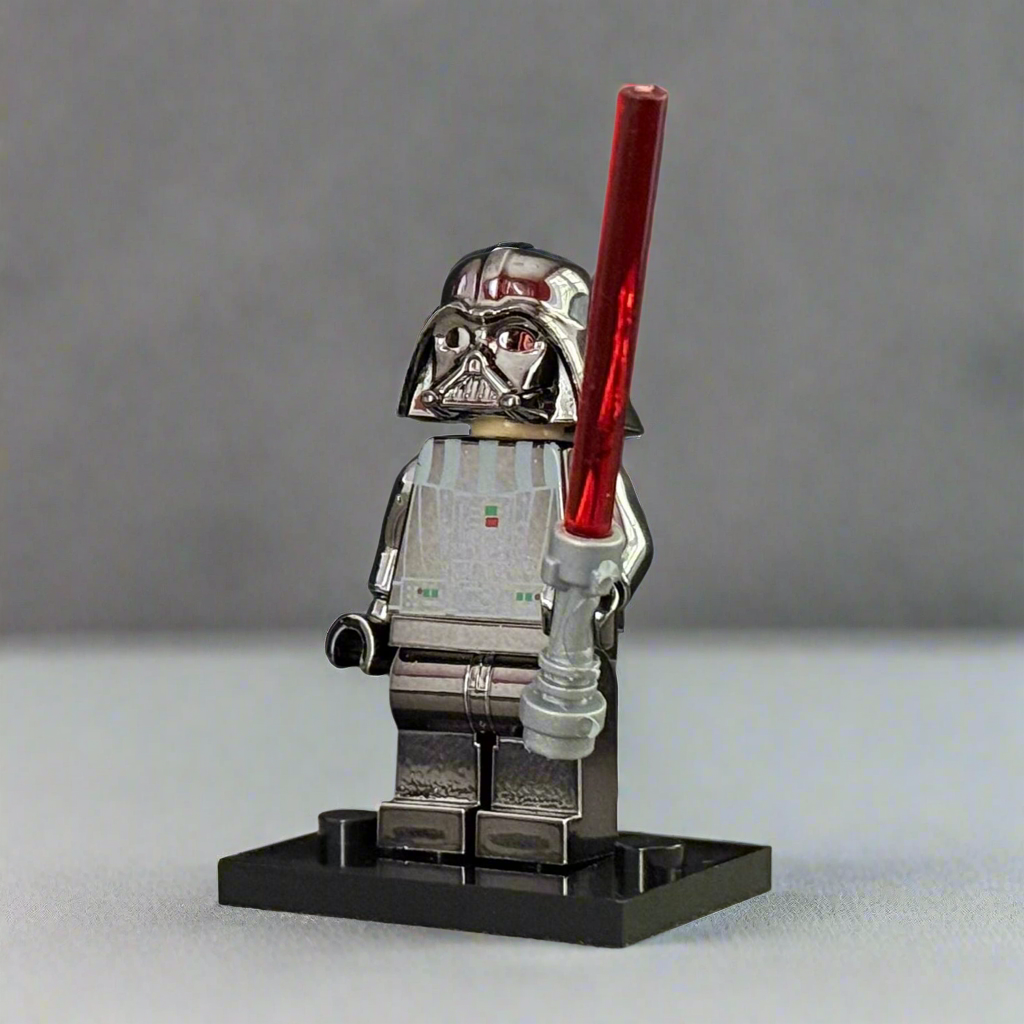 Electroplated Chrome Darth Vader – Custom Brick Compatible Minifigure for Lego