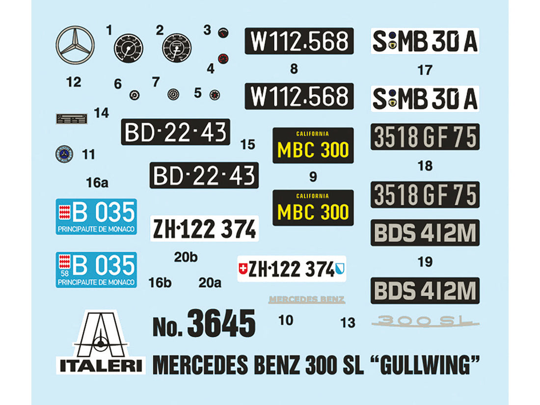 Skill 3 Model Kit Mercedes Benz 300 SL Gullwing 1/24 Scale Model by Italeri-3