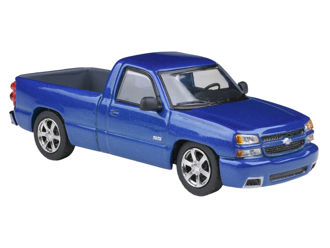 2006 Chevrolet Silverado 'Cateye' Pickup Truck Ming Blue Metallic 1/64 Diecast Model Car by Paragon Models-3