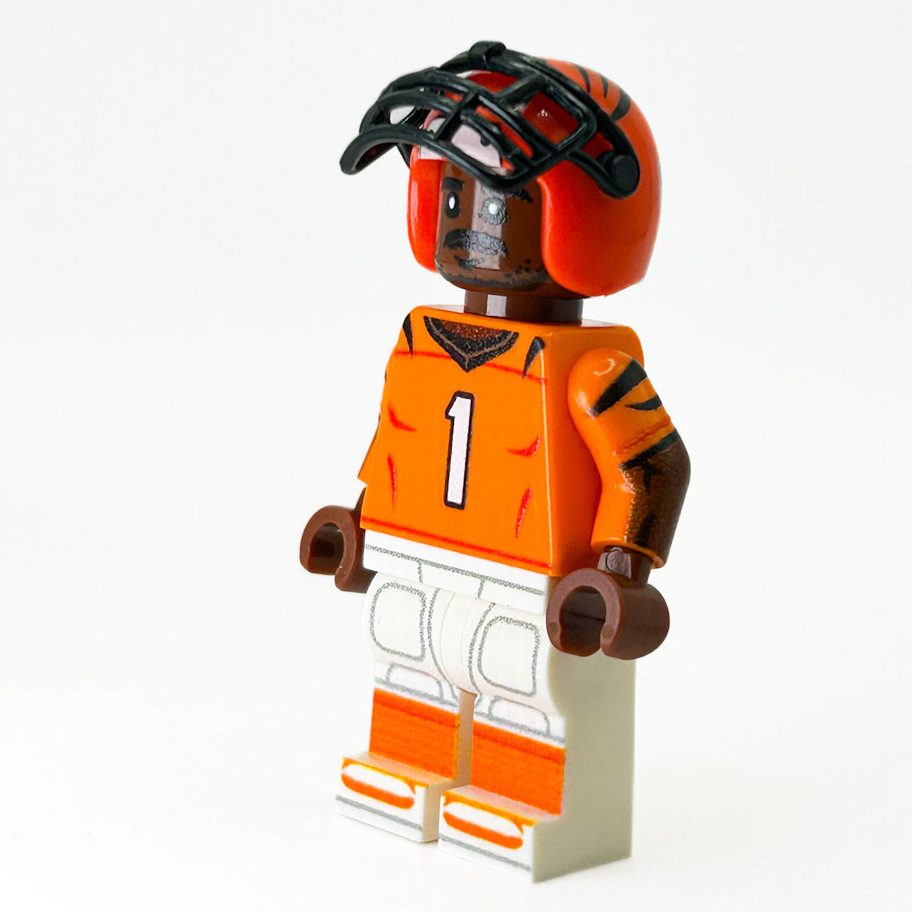 #1 WR Bengals Football Player Minifig made using LEGO parts - B3 Customs 2