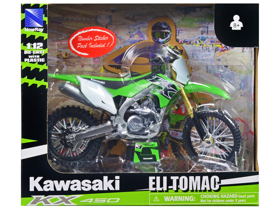 Kawasaki KX 450 #1 Eli Tomac Green 1/12 Diecast Motorcycle Model by New Ray-0