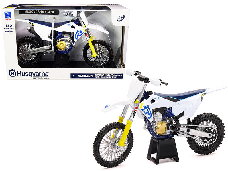 Husqvarna FC450 White and Blue 1/12 Diecast Motorcycle Model by New Ray-0