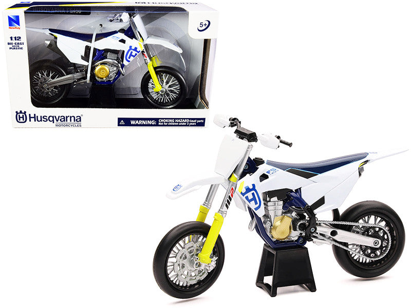 Husqvarna FS450 White and Blue 1/12 Diecast Motorcycle Model by New Ray-0