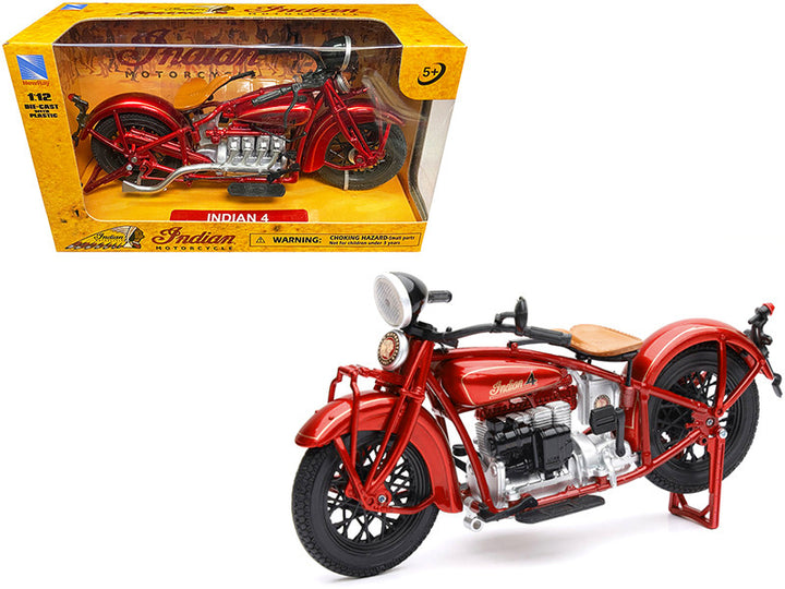 1930 Indian 4 Red 1/12 Diecast Motorcycle Model by New Ray-0