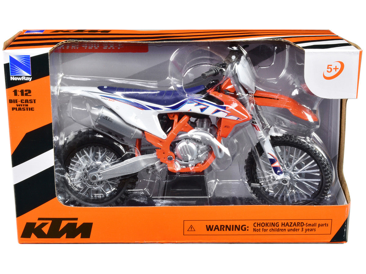 KTM 450 SX-F Dirt Bike Motorcycle Orange and White 1/12 Diecast Motorcycle Model by New Ray-2