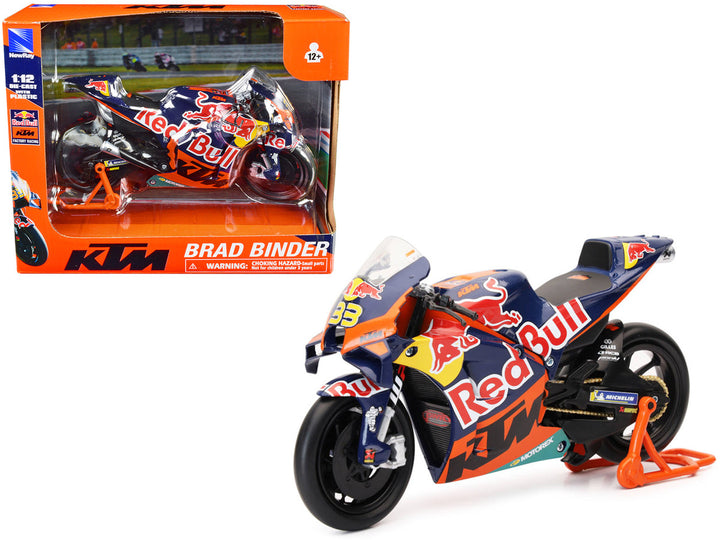 KTM RC16 Motorcycle #33 Brad Binder MotoGP "Red Bull KTM Factory Racing" 1/12 Diecast Model by New Ray-0