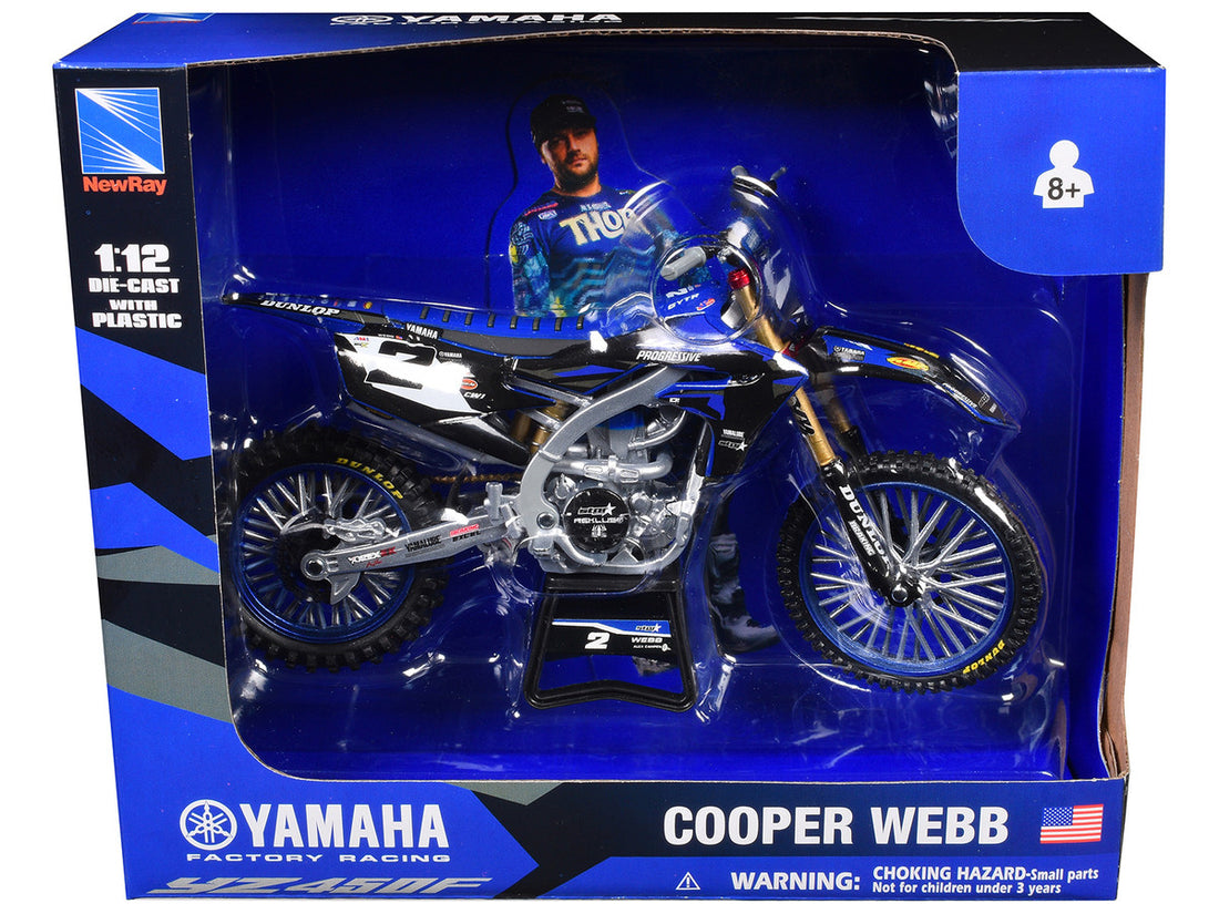 Yamaha YZ450F Motorcycle #2 Cooper Webb "Yamaha Factory Racing" 1/12 Diecast Model by New Ray-1