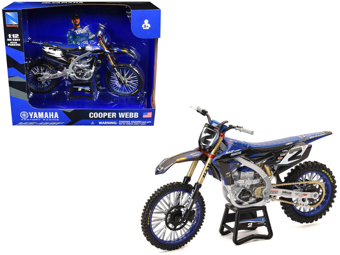 Yamaha YZ450F Motorcycle #2 Cooper Webb "Yamaha Factory Racing" 1/12 Diecast Model by New Ray-2