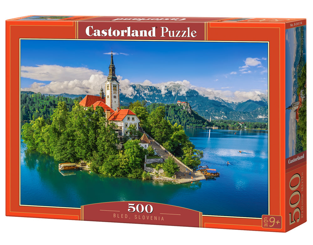 500 Piece Jigsaw Puzzle, Bled, Slovenia, Historic church, Lake view, Alps landscape, Adult Puzzle, Castorland B-54114