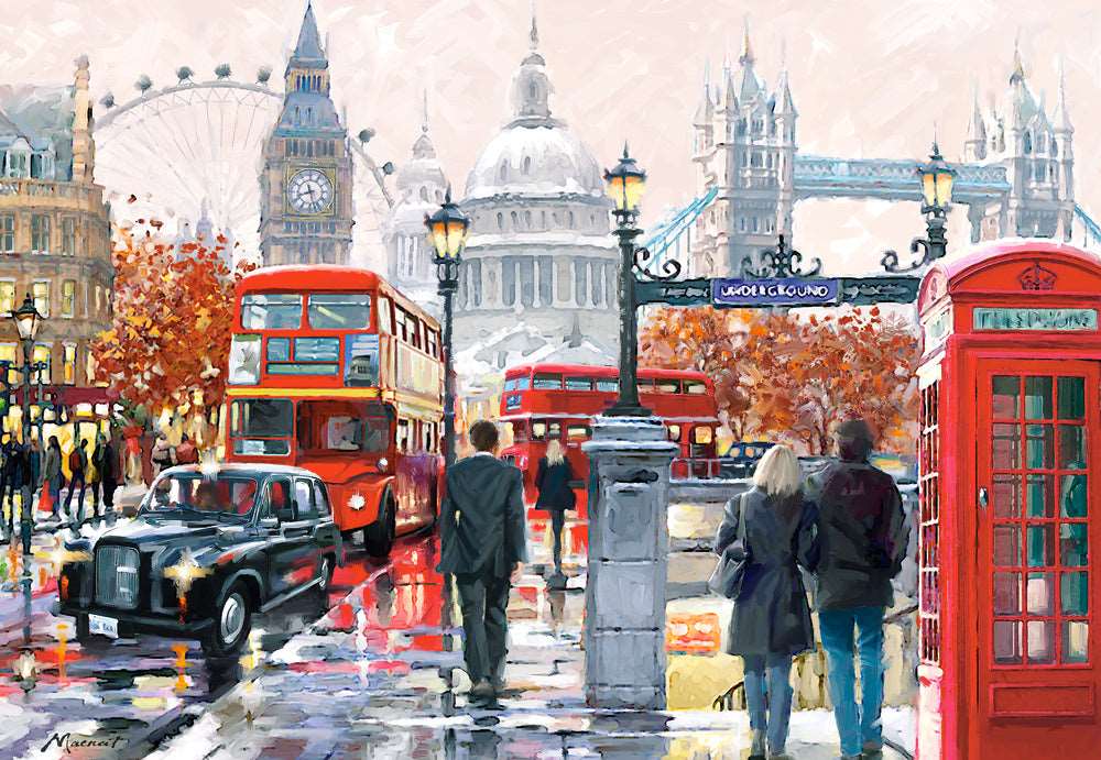 1000 Piece Jigsaw Puzzle, London Collage, Colorful Puzzle of the UK, London puzzle, European Puzzle, Adult Puzzle, Castorland C-103140-2 2
