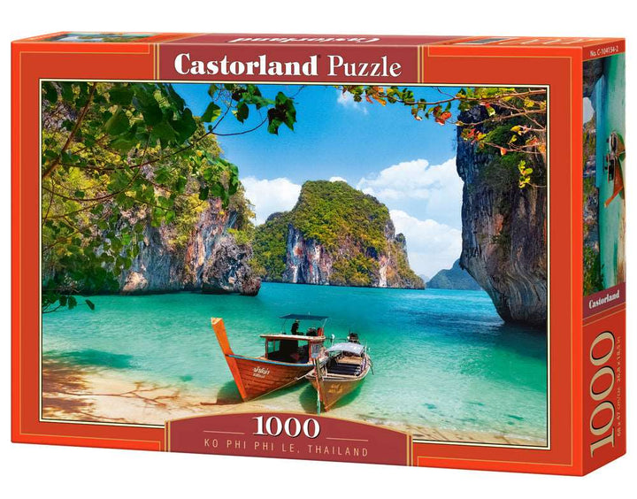 Castorland Ko Phi Phi Le Thailand 1000 piece jigsaw puzzle box featuring a tropical island bay