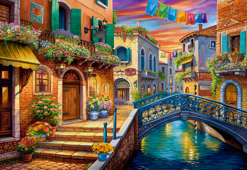 Venetian Dream colorful Venice canal and bridge jigsaw puzzle artwork