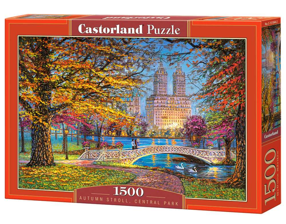 Castorland Autumn Stroll Central Park 1500 piece jigsaw puzzle box featuring New York City in fall