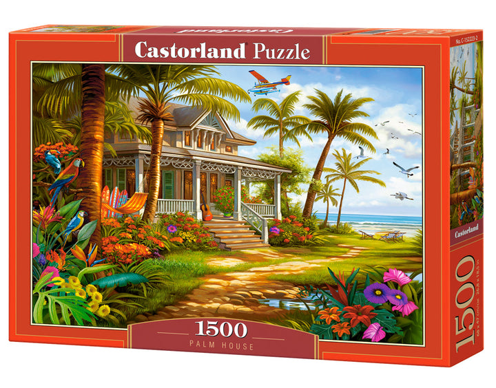 Castorland Palm House 1500 piece jigsaw puzzle box featuring tropical house and colorful garden