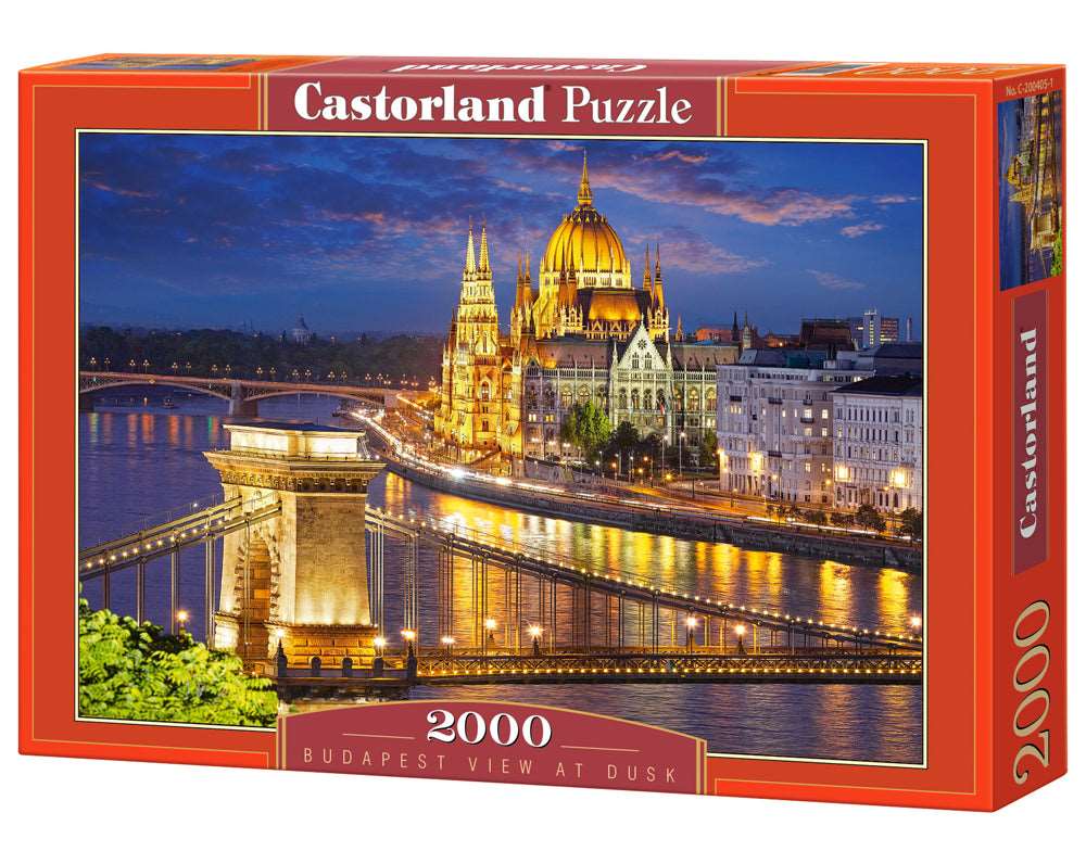 Budapest Parliament 2000 piece Castorland jigsaw puzzle featuring the illuminated Hungarian Parliament Building