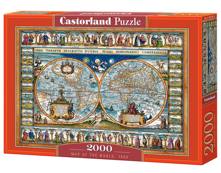 1639 antique world map 2000 piece Castorland jigsaw puzzle box
