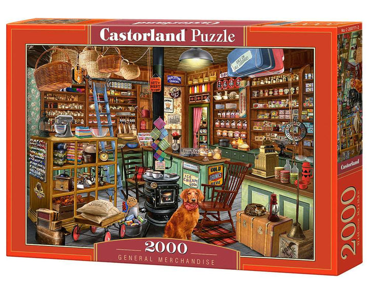 Castorland General Merchandise 2000 piece jigsaw puzzle box featuring a vintage American general store