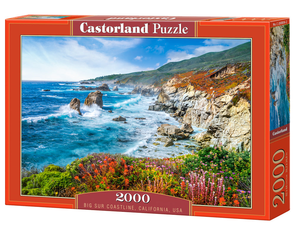 Castorland Big Sur California Coast 2000 piece jigsaw puzzle box featuring scenic Pacific coastline