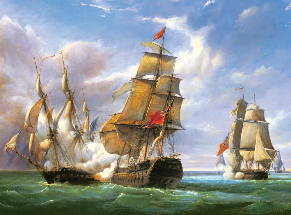 3000 Piece Jigsaw Puzzle, "Combat between the French and the English Vessels", Naval battle, Historical puzzles, Canon battle,  Adult Puzzle, Castorland C-300037-2 2