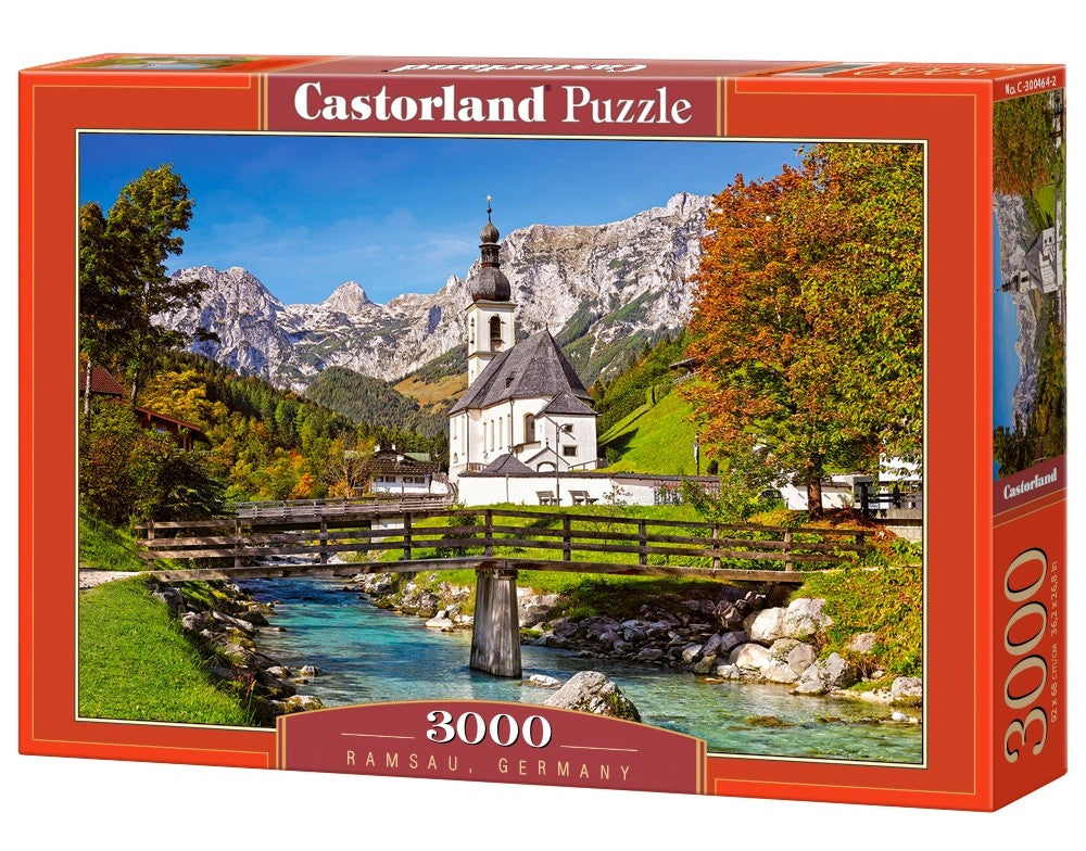 Ramsau, Germany, Church, Mountain river, Bavarian Alps, Landscape, Adult 3000 Piece Jigsaw Puzzle, , Castorland C-300464-2