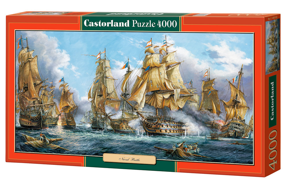 Castorland Naval Battle 4000 piece jigsaw puzzle featuring historic sailing ships at sea