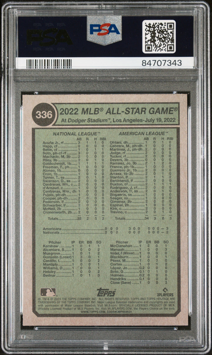 2023 TOPPS HERITAGE ACUNA JR/JUDGE  #336 - PSA 10 2