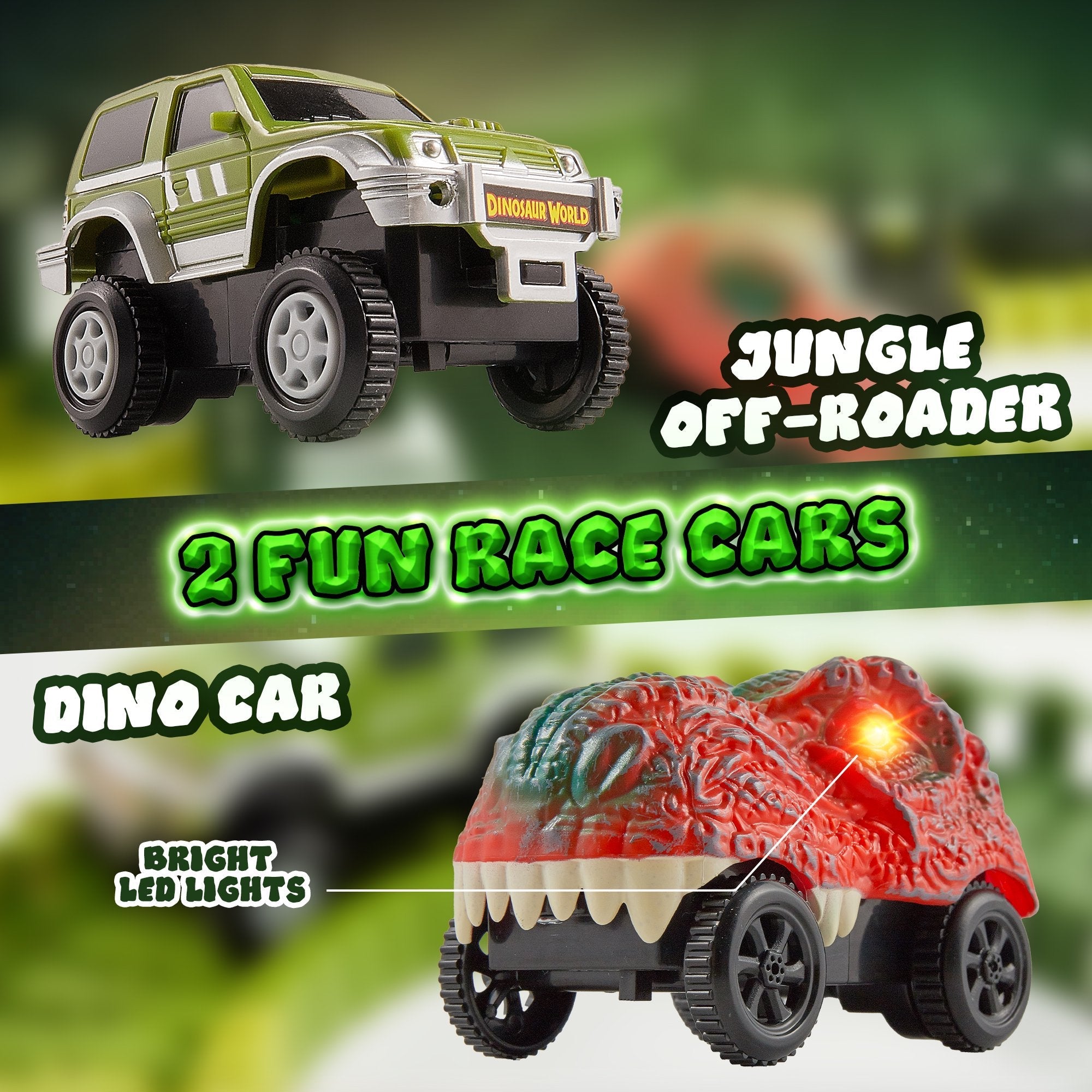 Dinosaur Ultimate Dash Race Track Adventure Playset - USA Toyz 225 Piece Green  2