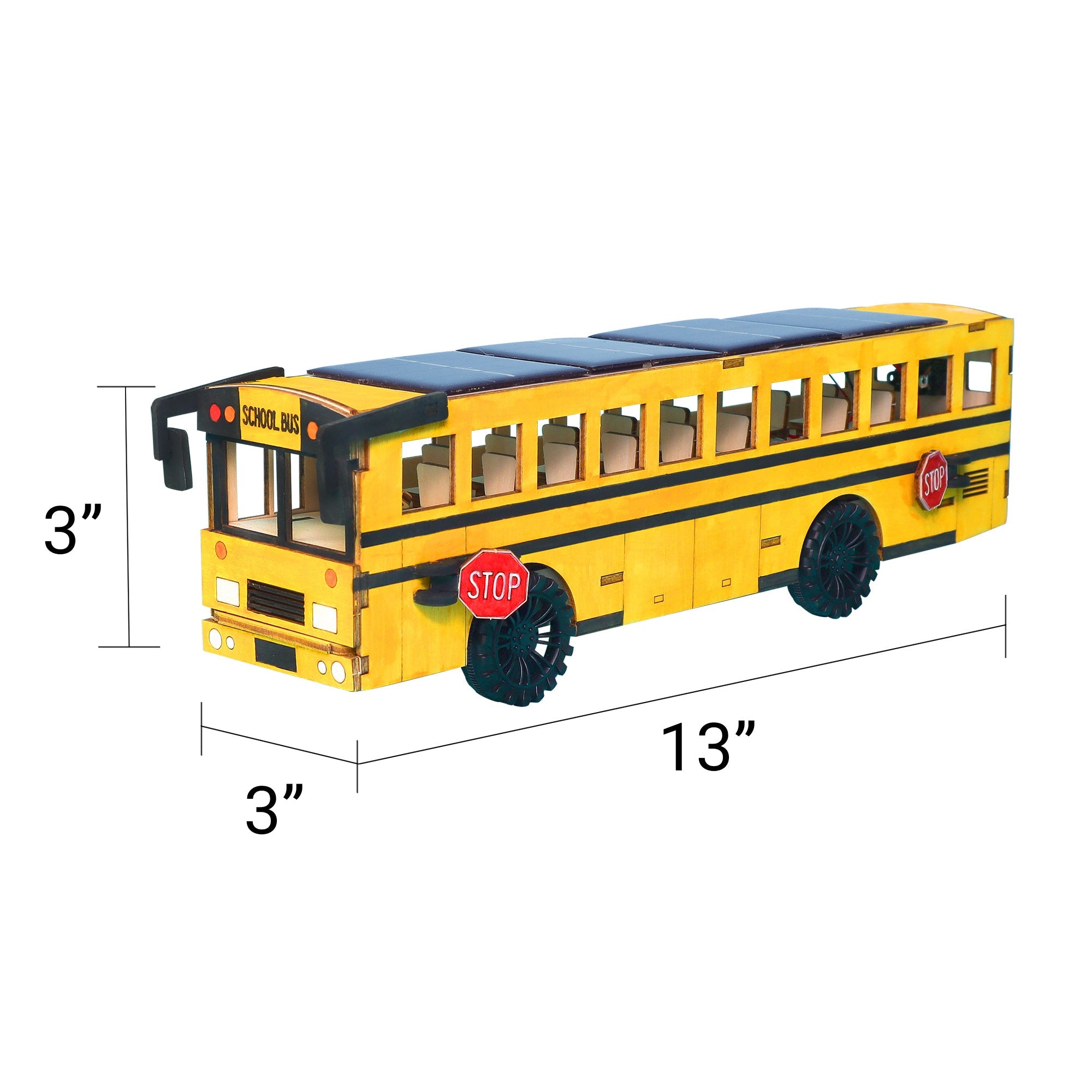 Dual Power School Bus STEM Kit – Build, Paint & Personalize | Battery + Solar Powered 3