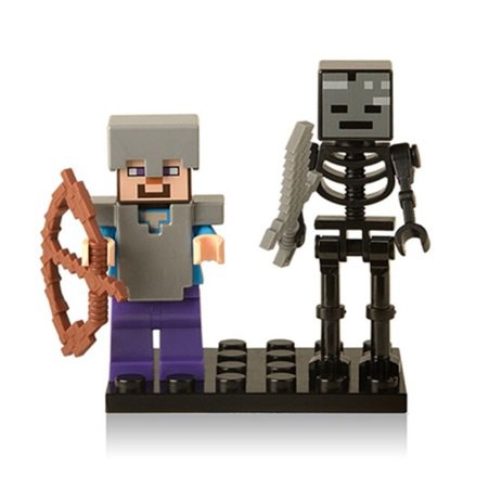 Iron Armored Steve with Skeleton for Lego