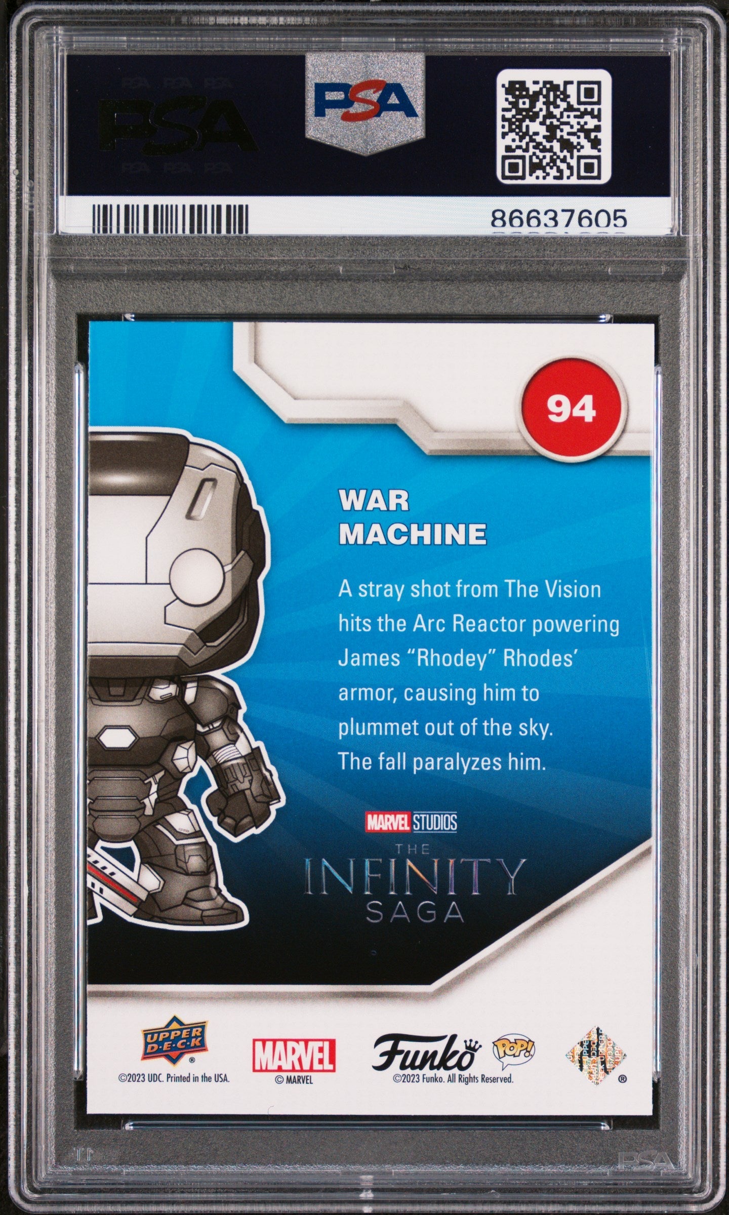 2023 UPPER DECK FUNKO POP MARVEL  WAR MACHINE  #94  PSA 10