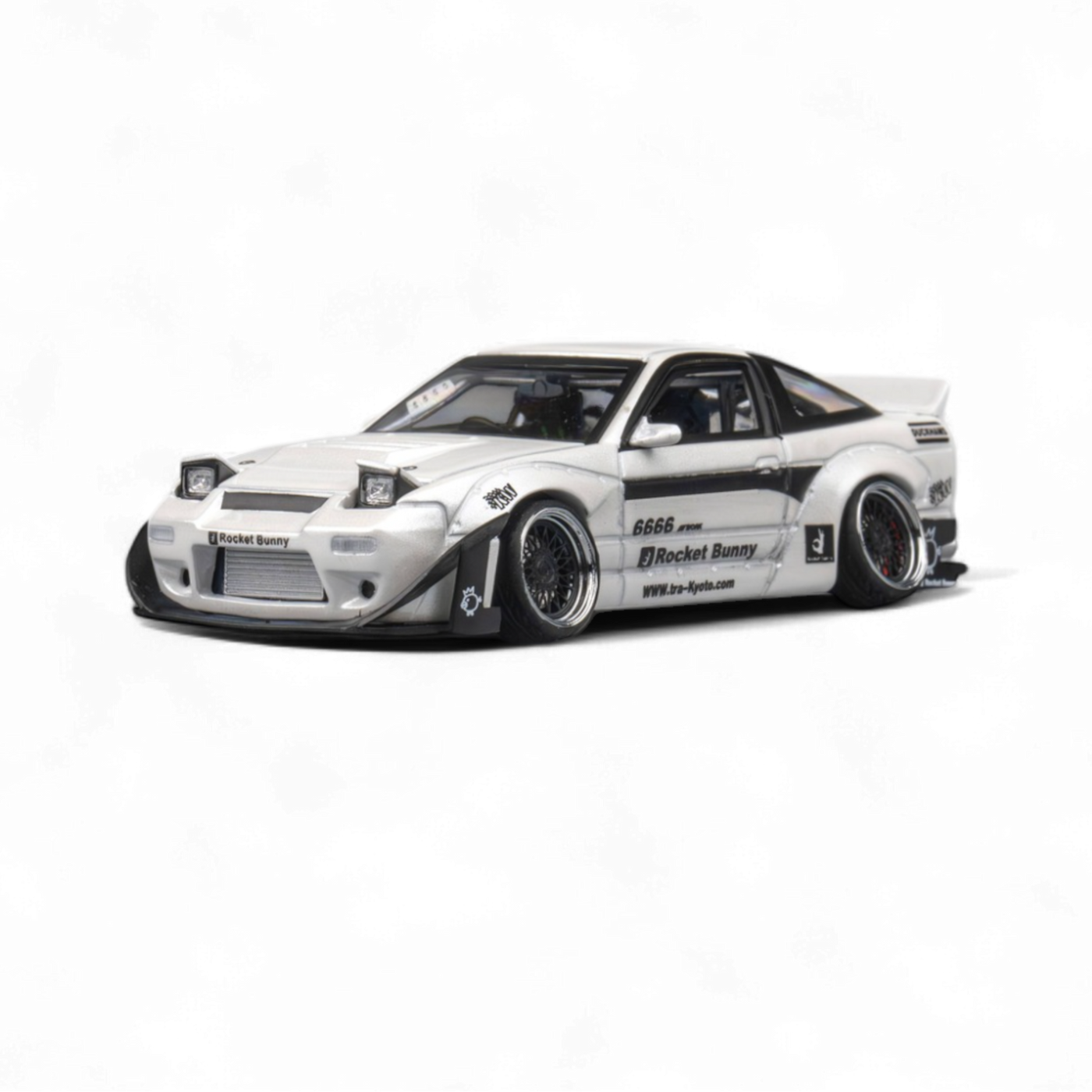 Rocket Bunny 180SX 白 Micro Turbo M018 Micro Turbo 1:64 180SX Rocket Bunny Metal white Diecast