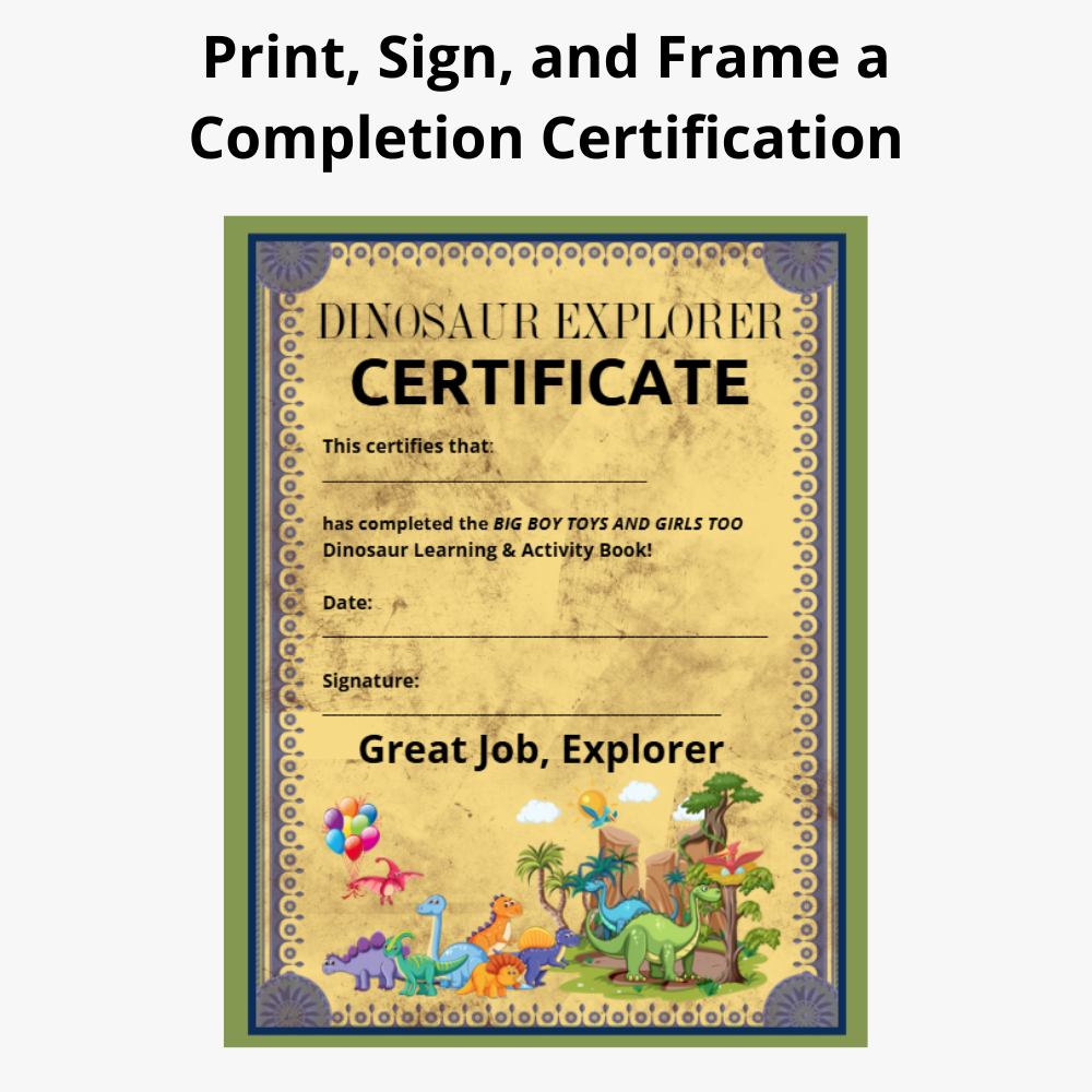 Dinosaur Learning & Activity Book - 50 Page Printable + Fillable PDF for Ages 6-10 6