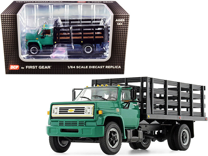 Chevrolet C65 Stake Truck Green and Black 1/64 Diecast Model by DCP/First Gear-0