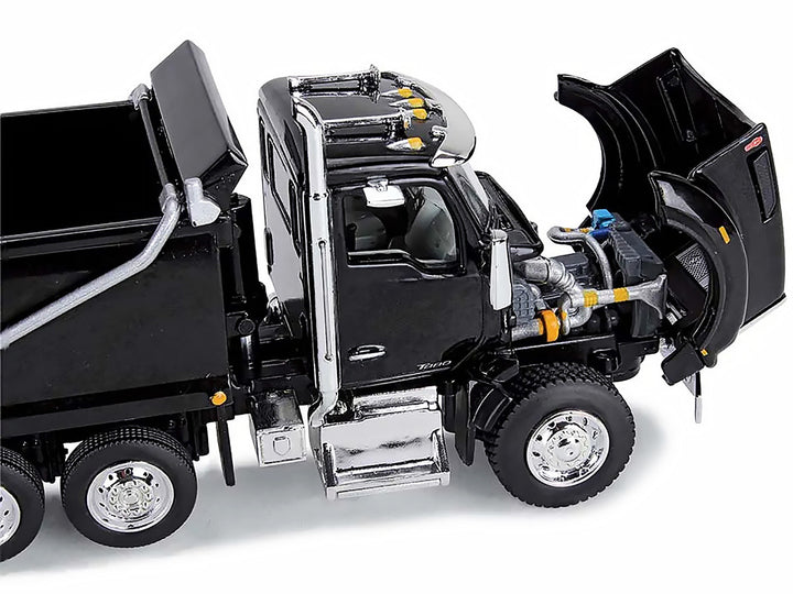 Kenworth T880 Quad-Axle Dump Truck and Rogue Transfer Tandem-Axle Dump Trailer Black 1/64 Diecast Model by DCP/First Gear-1