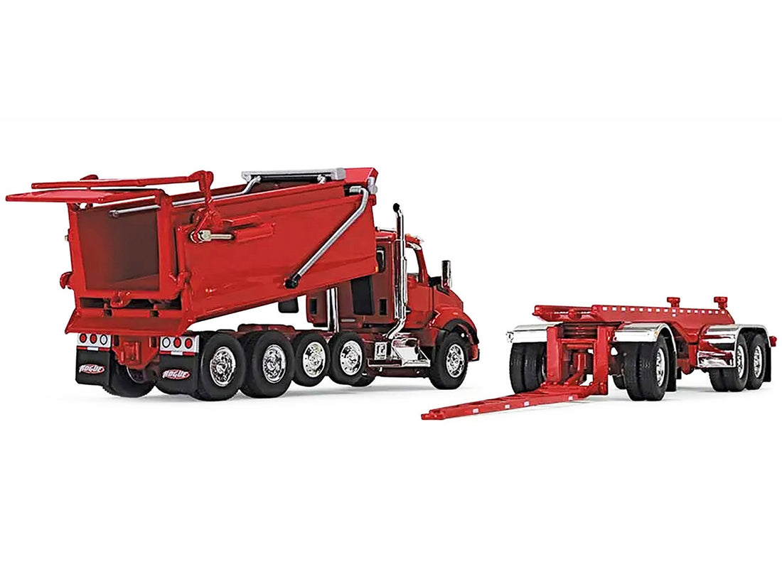 Kenworth T880 Quad-Axle Dump Truck and Rogue Transfer Tandem-Axle Dump Trailer Viper Red 1/64 Diecast Model by DCP/First Gear-3